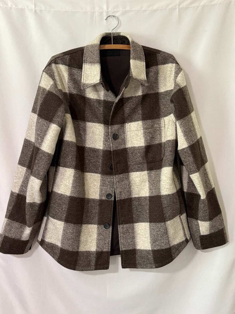 Uniqlo Plaid Overshirt Jacket Size S Brown White Button Up